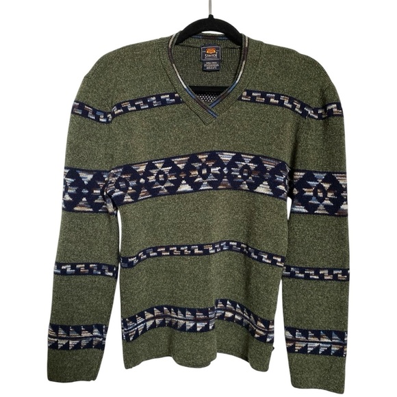 Route 66 Sweaters - Vintage Route 66 Green Patterned Sweater